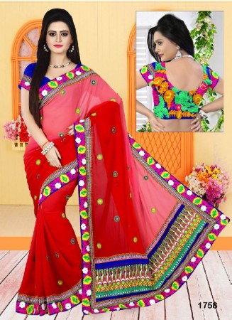 Beautiful Designer Embroidered Saree Online Shopping