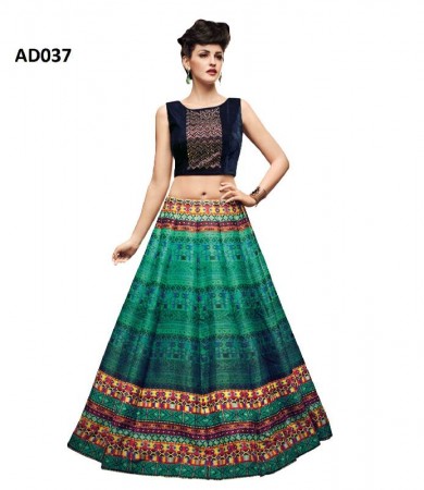 black and red coluor printed tapeta silk lahengha choli