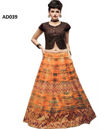 Multicolour Digital Printed Tapeta Silk Designer Partywear Koti