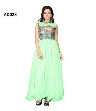 All New Light Green Nazneen and Banglori Printed Gown