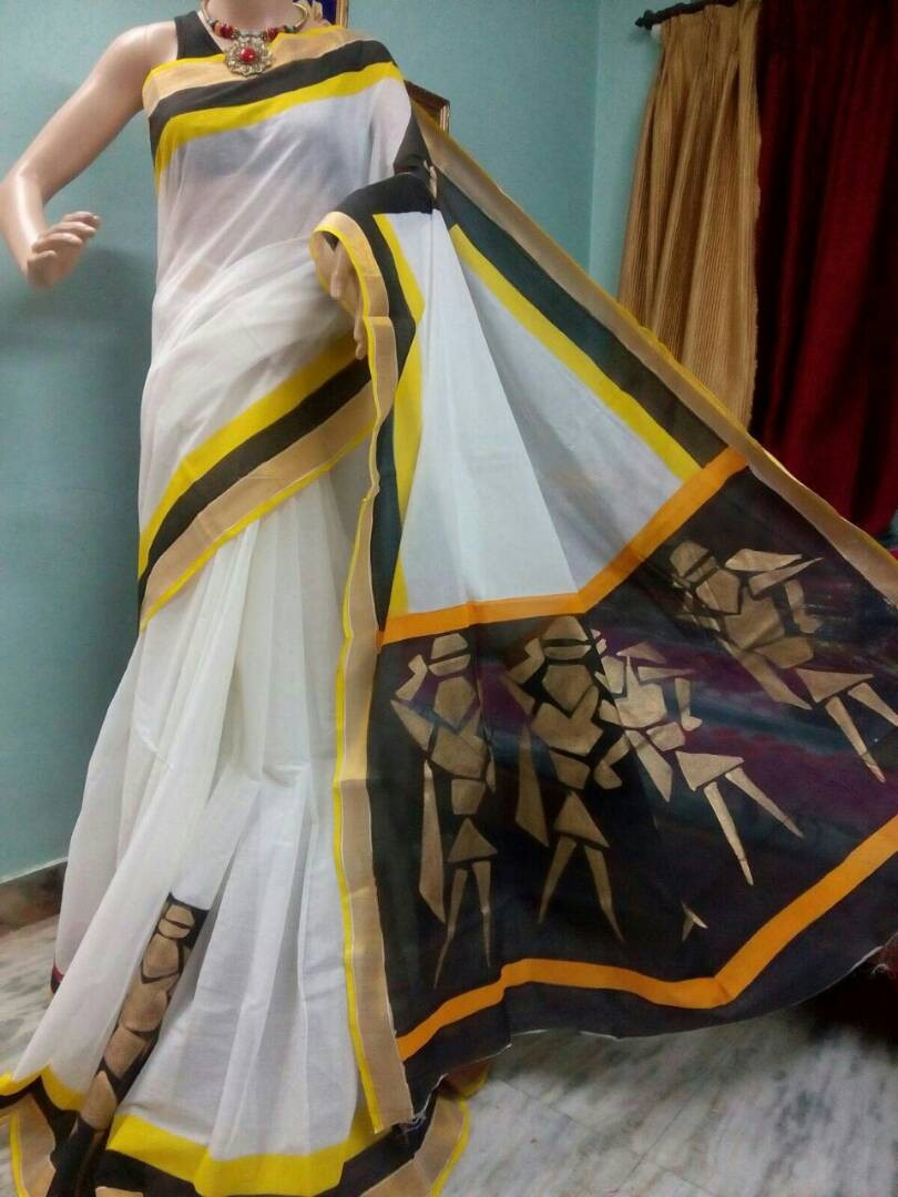 Kerala Saree Hand Painted