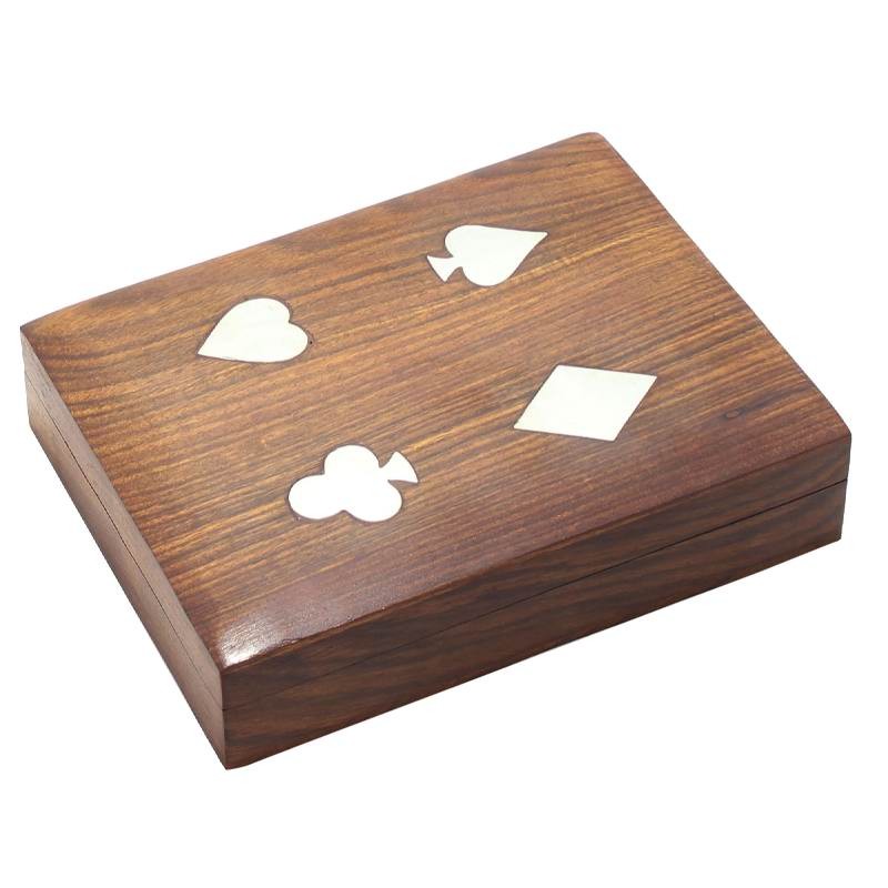 Royaltyroute Indian Wooden Double Playing Card Storage Box With 2 Royaltyroute Indian Wooden Double Playing Card Storage Box With 2 Standard Decks