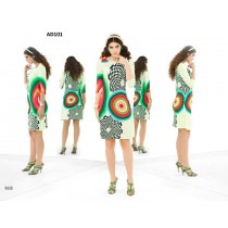 off white and black round design strechable carrara digital printed kurti